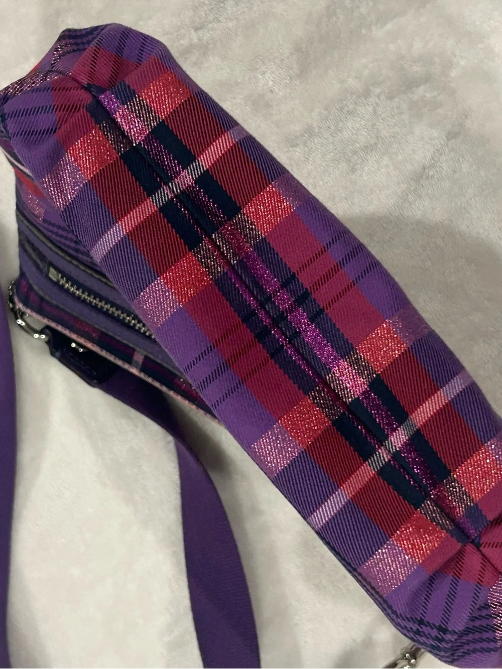 Coach Poppy tartan plaid crossbody bag purple vintage purse
